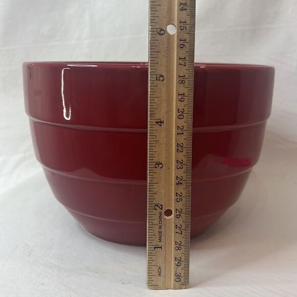 Celebrating Home Mixing Bowl 8 Cups 7 3/4 In Round 5 1/4 Tall Burgundy Red Serve - Picture 6 of 6